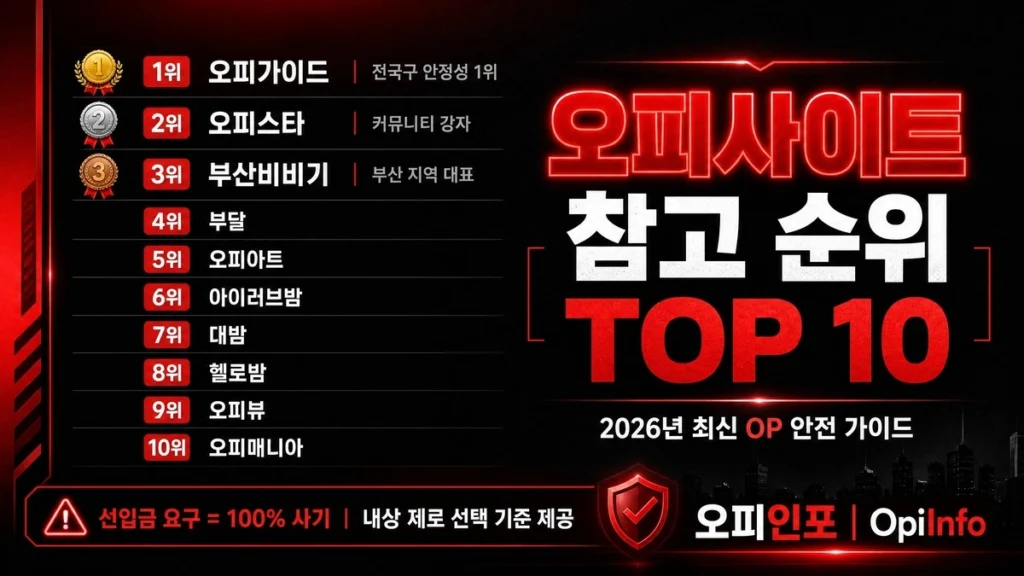 2026년 OP사이트 참고 순위 TOP 10 인포그래픽 이미지